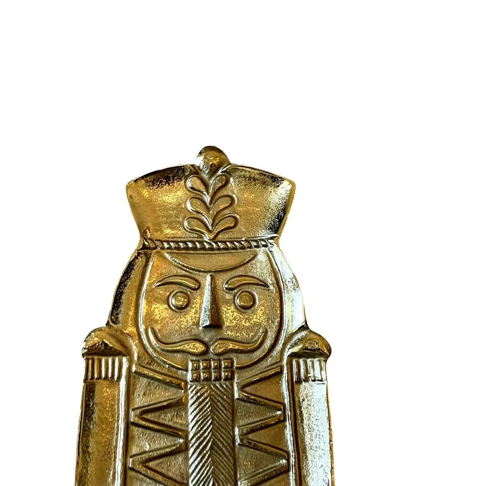 Gold Metal NUTCRACKER Serving Platter 20x7 Christmas Holiday Made in India NEW